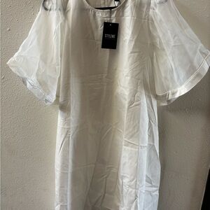 STYLEWE White Asymmetrical Dress with Breezy Sleeves